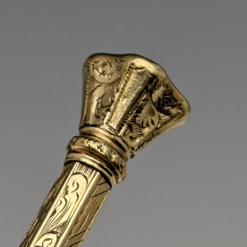 アンティーク シャープペンシル ゴールドプレート ガラス装飾 伸縮式70-90mm